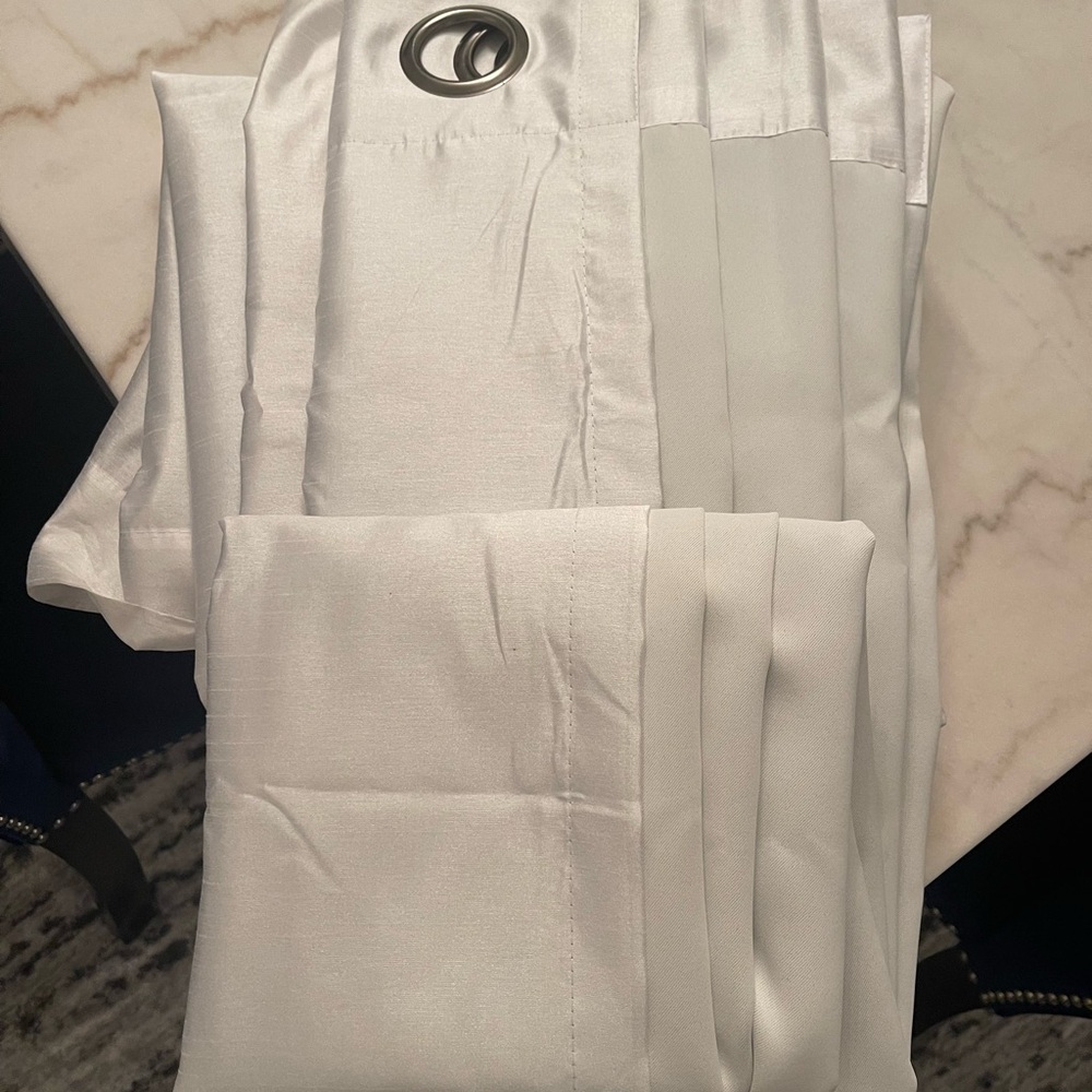 Elegant White/Gray Curtains with Grommet Top